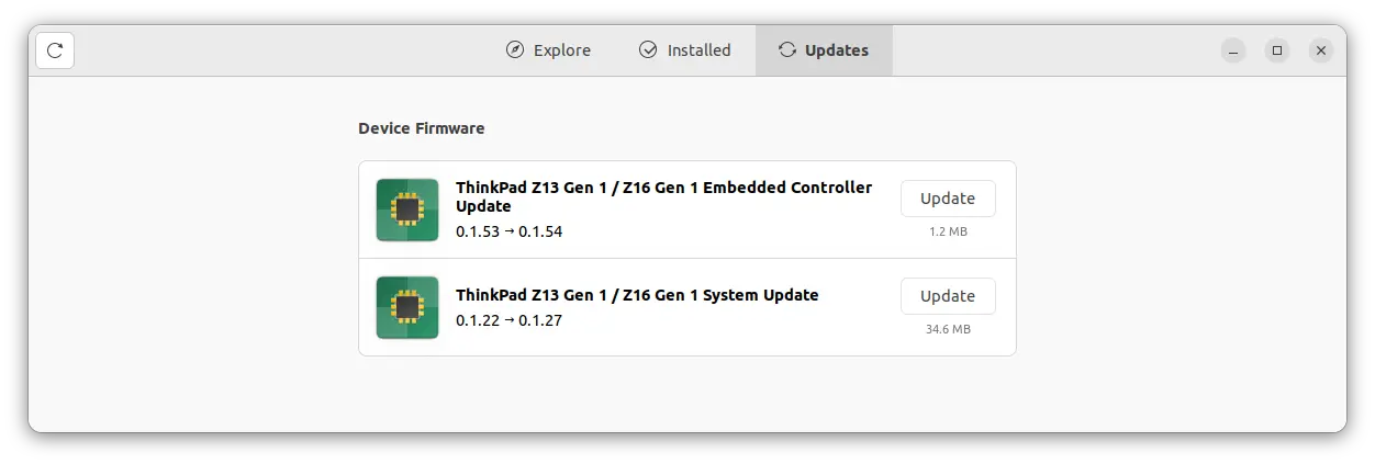 ThinkPad Z13 Gen 1 firmware updates on Ubuntu